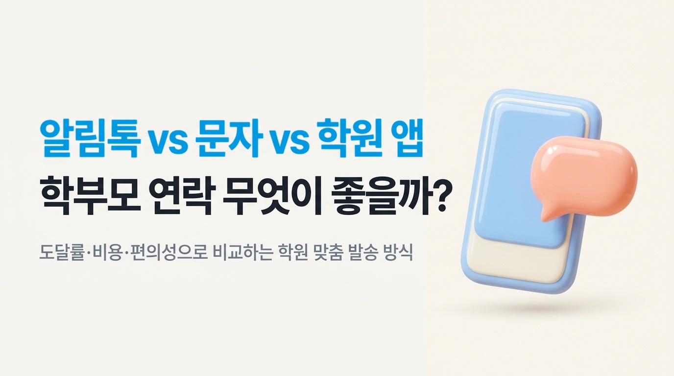 학원 알림톡 vs 문자 vs 학원 앱, 학부모 연락은 무엇으로 보내야 할까?