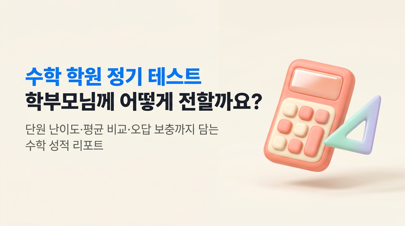 수학 학원 정기 테스트, 학부모님께 어떻게 전할까요? 배너